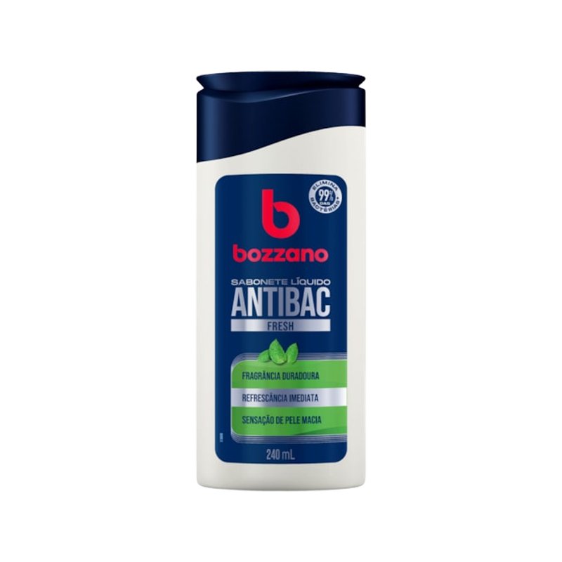 Detalhe da embalagem do Sabonete Líquido Bozzano Antibac Fresh 240ml