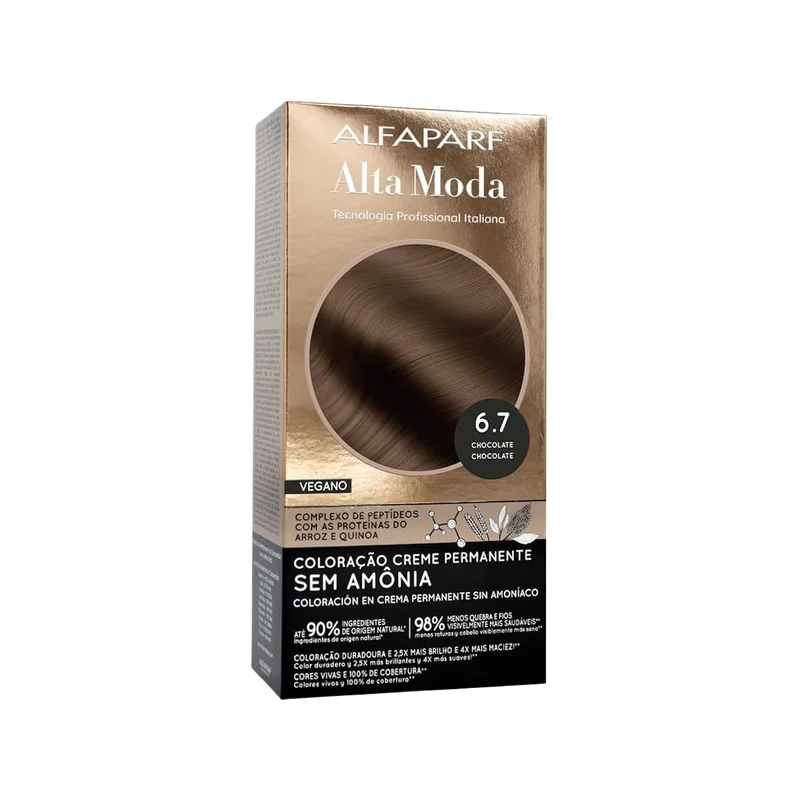 Caixa da Coloração Creme Permanente Altamoda 6.7 Chocolate vista de frente