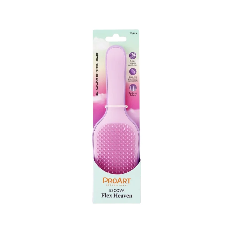 Escova Desembaraçante Proart Flex Heaven Rosa EFH01B na embalagem original