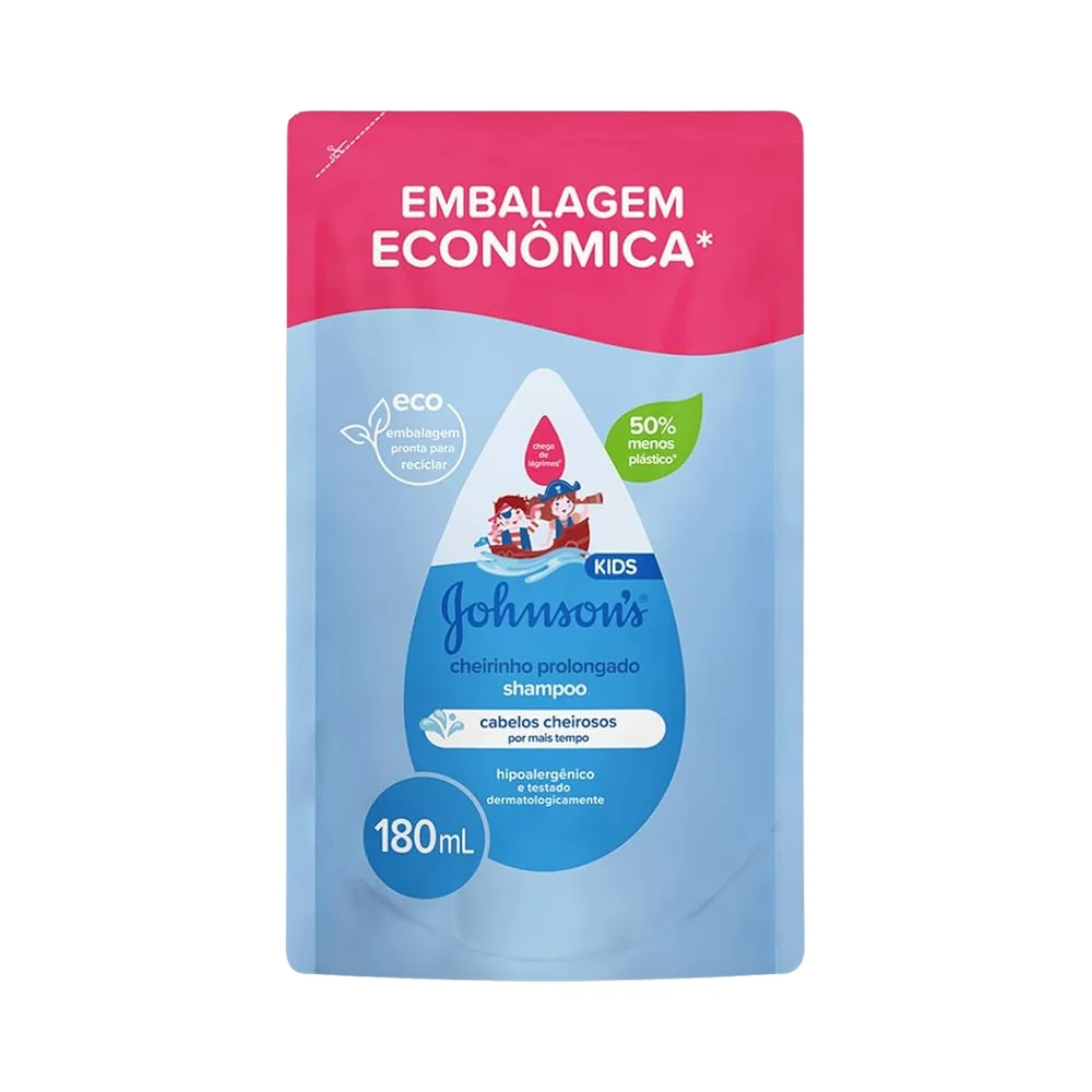 Detalhe da embalagem do Shampoo Infantil Johnson’s Baby Cheirinho Prolongado 180ml