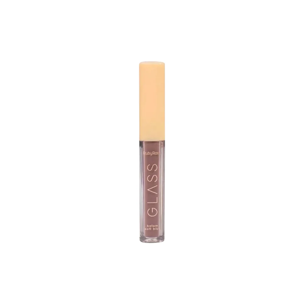 Batom Ruby Rose Soft Blur Nude BG08 em tubo transparente sobre fundo branco