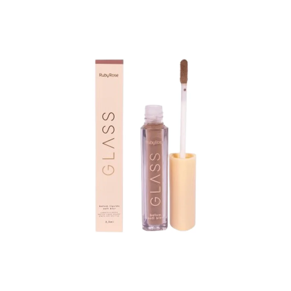 Batom Ruby Rose Soft Blur Nude BG08 exibido em close na embalagem transparente